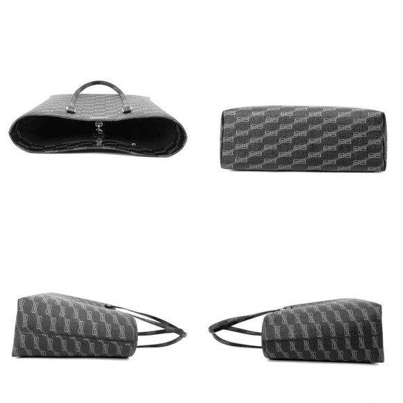 Balenciaga BB Monogram Shopper Handbag Black - Picture 3 of 6